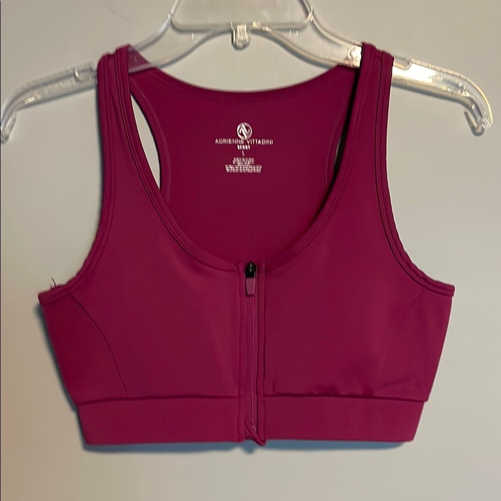 Adrienne Vittadini Purple Zip Sports Bra Size Large NWOT